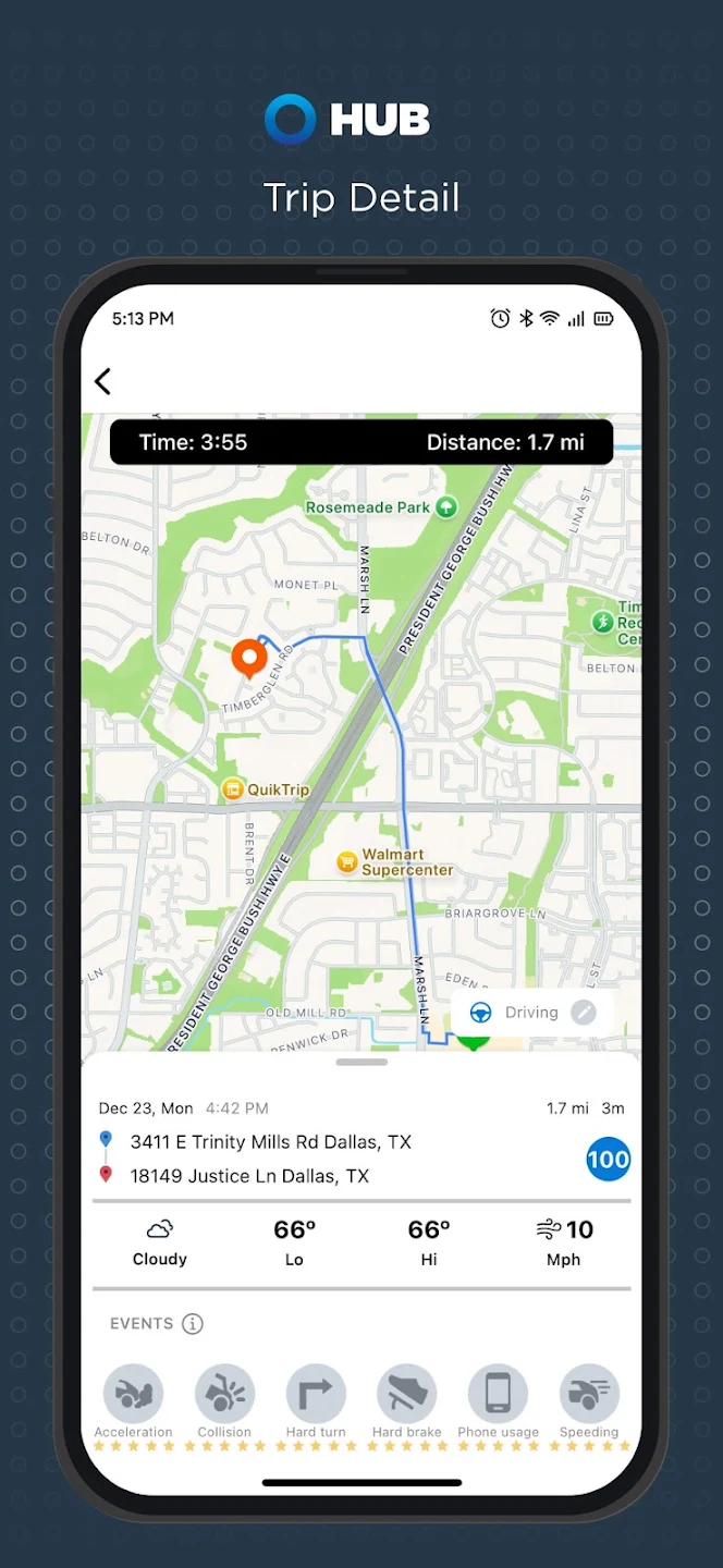 Captura de la app Drive Safe