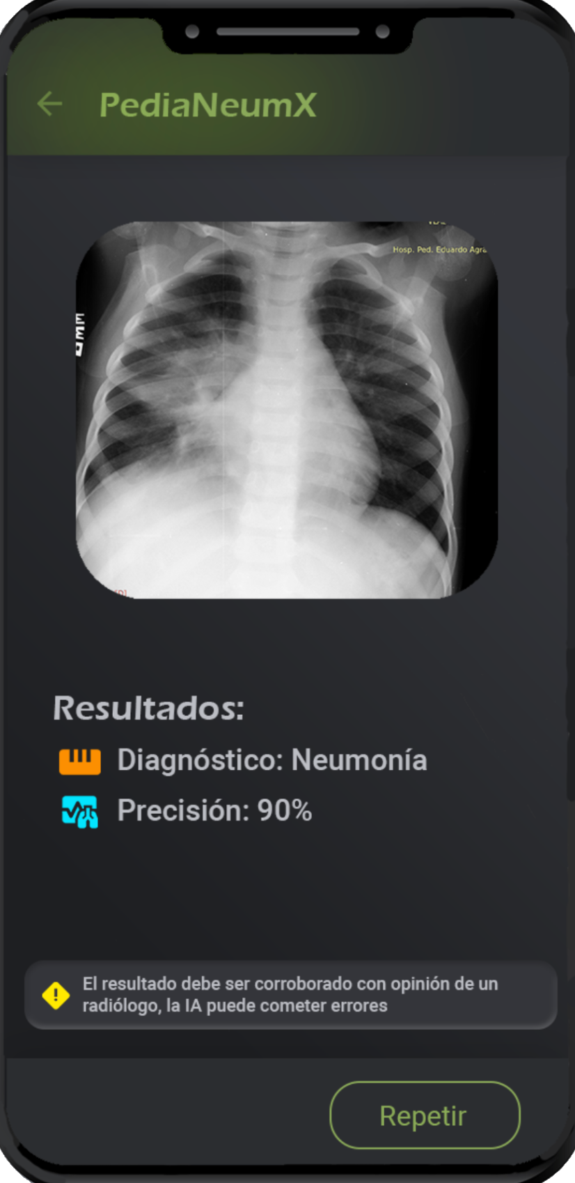 Captura de la app PediaNeumX